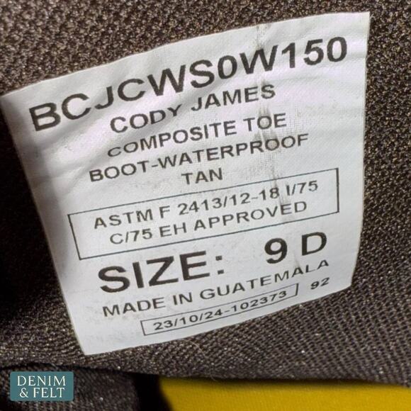 Cody James 11” Waterproof Composite Toe Work Boots Men’s Size 9D Tan NEW - Picture 14 of 14